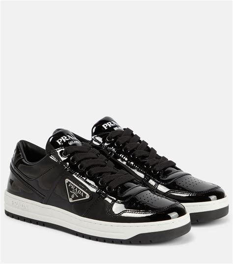 prada sneakers black patent calzature|Prada downtown patent leather sneakers.